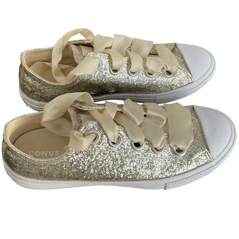 Converse Chuck Taylor All Star Big Eyelet Gold Glitter Ribbon Shoes US 5 662307C